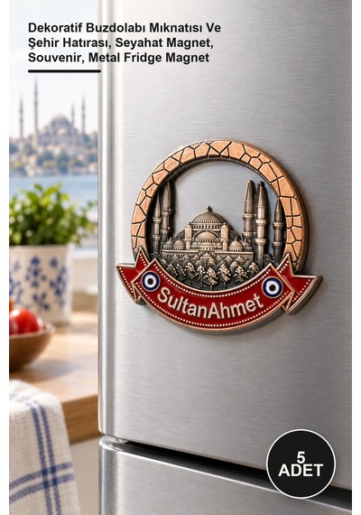 5 Adet İstanbul Temalı Metal Magnet Dekoratif Buzdolabı Mıknatısı Ve Şehir Hatırası, Seyahat Magnet, Souvenir, Metal Fridge Magnet