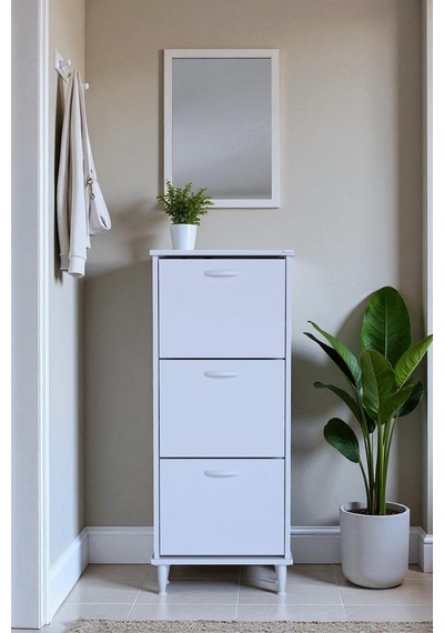Eliusta Nefes Ayaklı 52 Cm Ayakkabılık Kapı Önü/antre 3 Düşer Kapaklı Beyaz 52x127x26 Cm Ayakkabılık Beyaz Eliusta Nefes Ayaklı 52 Cm Ayakkabılık Kapı Önü/antre 3 Düşer Kapaklı Beyaz 52x127x26 Cm Ayakkabılık Beyaz