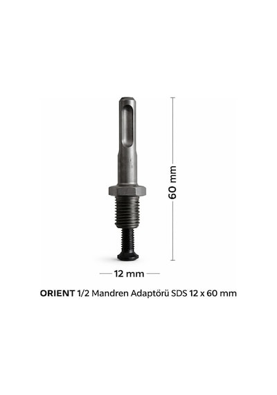 Orıent Sds Mandren Adaptörü 1/2 Sds Plus Kırıcı Delici Matkap Mandren Çevirici 12x60 Mm