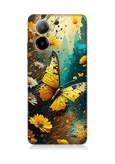 Realme 12 Lite Uyumlu Renkli Kelebek  Desenli Silikon Kılıf