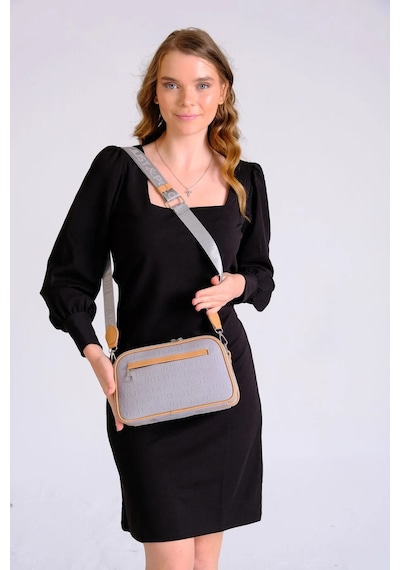 Just Polo Kadın Yeni Sezon Gofraj Baskılı Omuz Çantası 232053mh Gri Taba Kombin