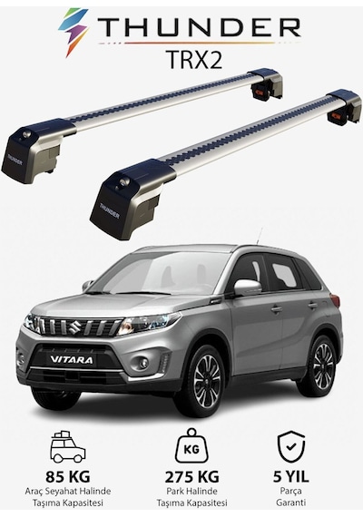 Suzukı Vıtara 2015-sonrası Trx2 Thunder Carrier Kilitli Ara Atkı Taşıyıcı Tavan Barı Siyah