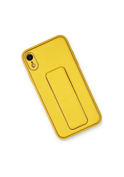 Cosmotex Newface Apple, Uyumlu iPhone Xr Kılıf Coco Deri Standlı Kapak - Sarı