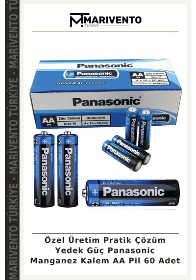 Özel Üretim Pratik Çözüm Yedek Güç Panasonic Manganez Kalem Aa Pil 60 Adet