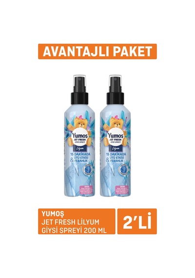 Yumoş Jet Fresh Lilyum Giysi Spreyi 2x200 Ml - 4 Adet Tarı