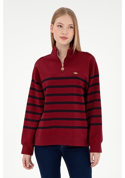 U.S. Polo Assn. Kadın Bordo Fermuarlı Dik Yaka Sweathirt 50298989-VR014