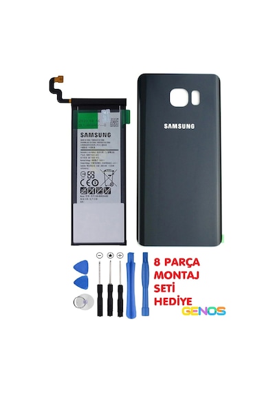 Samsung Galaxy Uyumlu Note 5 Sm-n920c N920f Batarya Pil 3000 Mah+arka Pil Kapağı Cam+montaj Set Lacivert