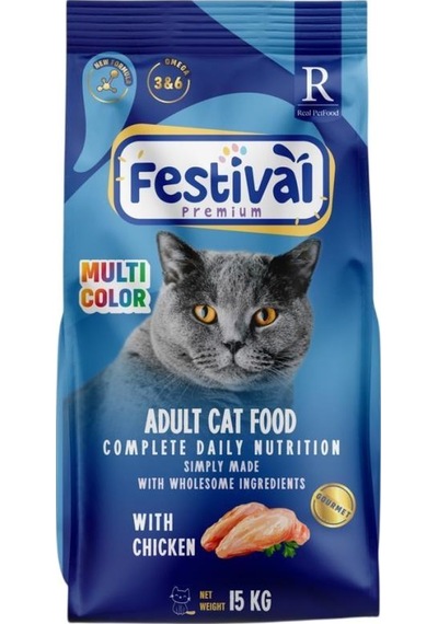 Festival Premium Adult Cat Food Gourmet Chicken Kedi Maması 15 Kg