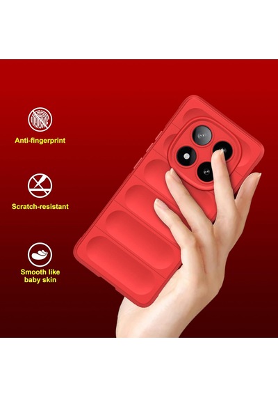 Xiaomi Redmi Note 15 Pro 4g Uyumlu Kılıf Esnek Tpu Oyuklu Arka Yüzey Tasarımlı Silikon Kapak Kırmızı