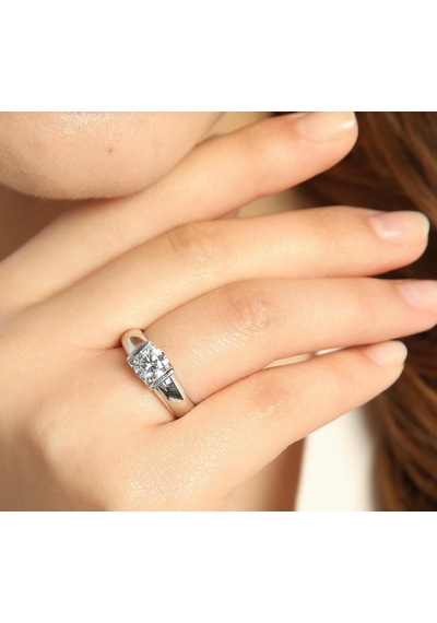 Aşina Gümüş 6 Carat Tek Taş Taşlı Gümüş Yüzük 925 Ayar