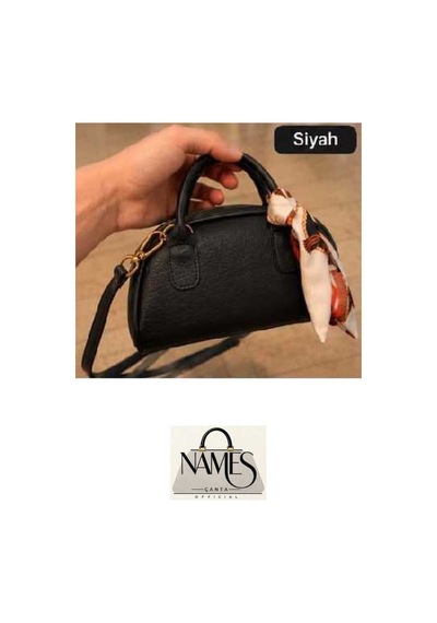 Names Bag Fularlı Mini El Ve Omuz Çantası Siyah