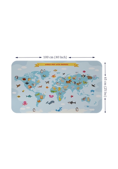 Eğitici Dünya Haritası Dünya Atlası Çocuk Ve Bebek Odası Duvar Sticker-60x105-3791 - Renkli Çok Renkli