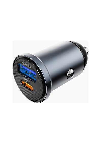 Wiwu Wi-cc030 Nano Lite Type-c + Usb-a Hızlı Şarj Akım Korumalı Araç Şarj Aleti Pd Ve Qc3.0 35w Gri