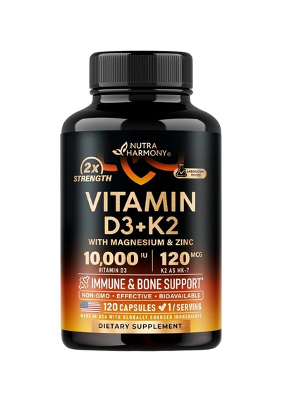 D3 10,000 Iu & K2 120 Mcg With Magnesium, Zinc & Vitamins 120 Capsules