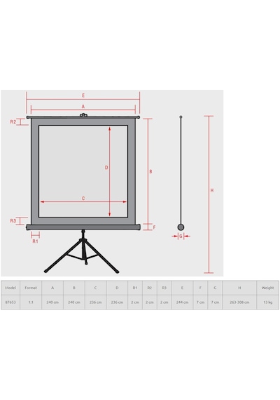 Reflecta 240 Cm X 240 Cm Tripod Projeksiyon Perdesi