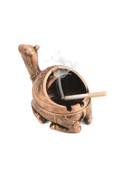 Lüks İşlemeli Metal Deve Biblo Tütsülük Rüzgar Geçirmez Küllük Çok Fonksiyonlu Dekoratif Obje 13 Cm. 03437991