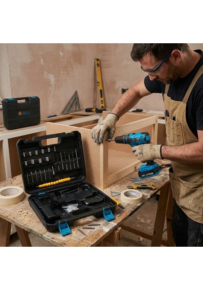 24w Mavi Şarjlı Matkap Seti 1350 Rpm Yüksek Performanslı Çantalı Akülü Vidalama
