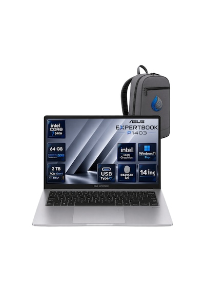 Asus Expertbook P1 P1403CVA-C716512G0DRNP27 Core 7-240H 64 GB 2 TB SSD 14'' FHD W11P Dizüstü Bilgisayar