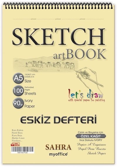 Sketchbook SAHRA A5 Spiralli 90 gr. Ivory 100 yaprak Eskiz Defteri
