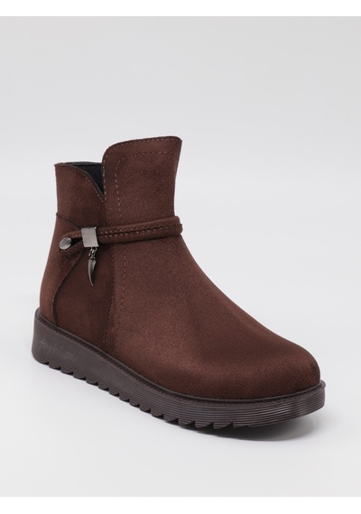 Nesilshoes Nesil Shoes Dvm 1001 Kahve Süet Kadın Fermuarlı Kışlık Bot