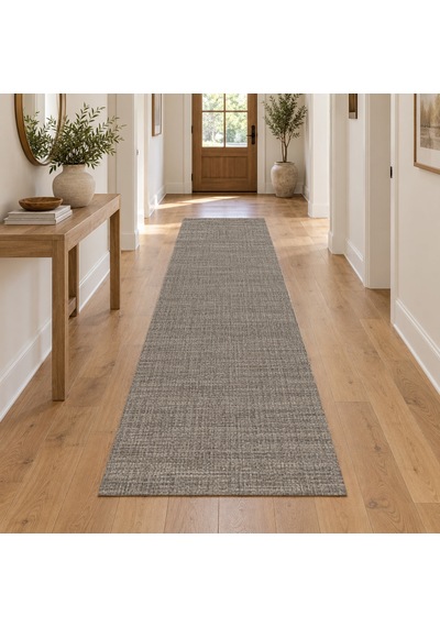 Kartela Halı Doğal Keten Açık Gri Koridor Mutfak Yolluk Halısı Kaymaz Taban Yıkanabilir 60x180 Cm