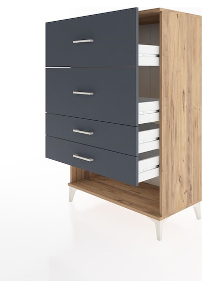 Hyperion Dolap 4 Çekmeceli 88x44x134 Çam-antrasit Çam