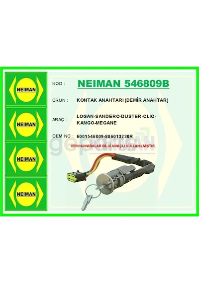 Kontak Anahtari Logan - Sandero - Duster - Clio - Kango - Meganekontak Anahtari Demir Anahtar