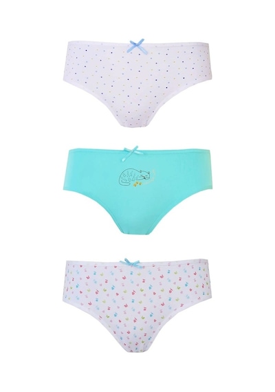 Bhr Kids 3Lü Kız Çocuk Külot Pamuklu Baskılı Esnek Rahat Slip