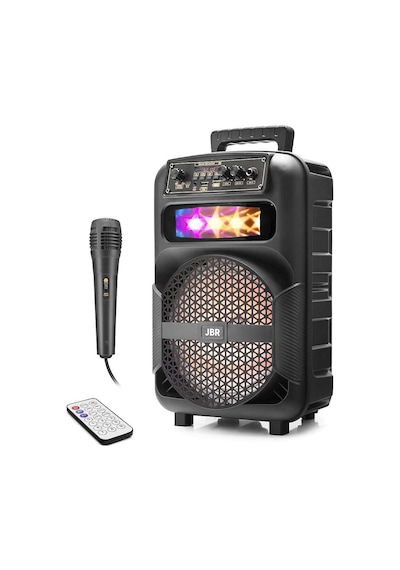 Karaoke Mikrofonlu Bluetooth Hoparlör Fm Radyo 10w 8 İnç Rgb Kumandalı Siyah Jbr007 Evimdeyokyok