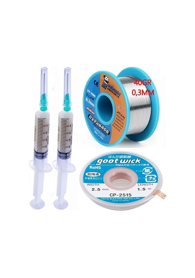 Flux Lehim Toplama,lehim Emme Tel 2,5mm Ve Lehim Teli 40gr 03mm 4