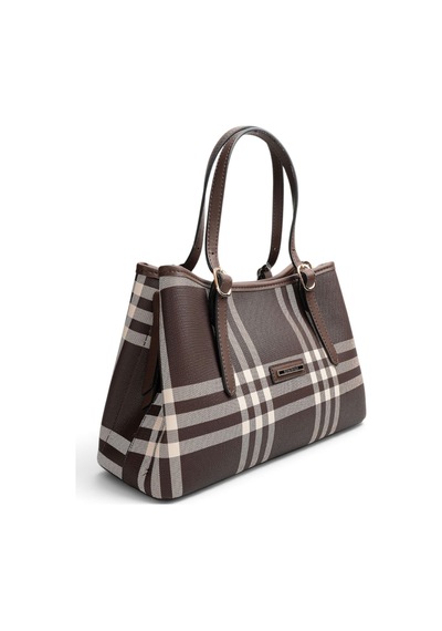 Silver & Polo Silver Polo Kahve - Kahve Çizgili Ekose Kadın El Çantası Sp1252 Kahverengi