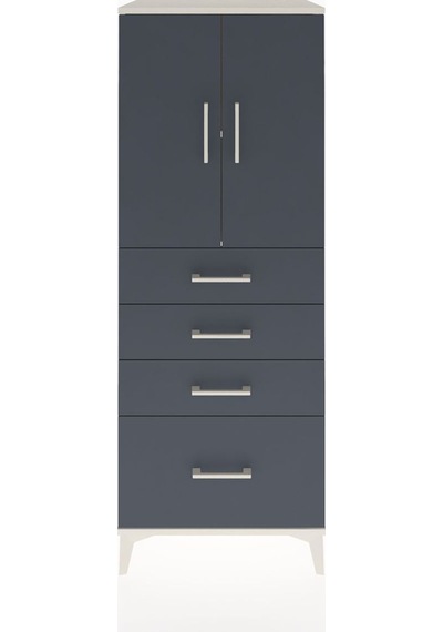Hyperion Dolap 2 Raflı 4 Çekmeceli 2 Kapaklı 60x44x163 Aytaşı-antrasit Aytası