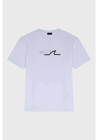 Paul & Shark Erkek T Shirt 24411053 010 Beyaz Beyaz