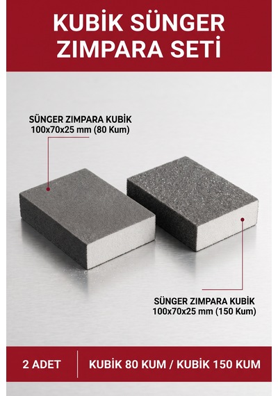 80 Ve 150 Kum Kubik Sünger Zımpara 100x70x25 Mm 2 Adet Takoz El Zımparası Seti