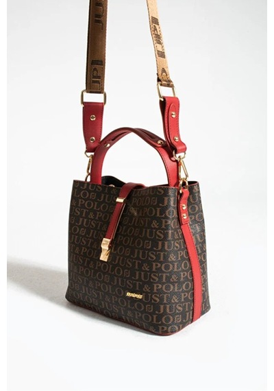 Just Polo Kadın Günlük Kullanıma Uygun Şık El Ve Omuz Çantası Shoulder Bag Kahverengi - Kırmızı 94210291