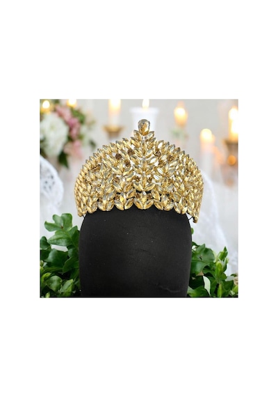 Kristal Taşlı Gelin,kına,nişan,söz,after,bride,party Taç Sarı - 707821281 Sarı