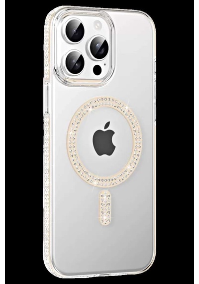 İphone 14 Pro Max Move Taşlı Magsafe Kapak - Pembe