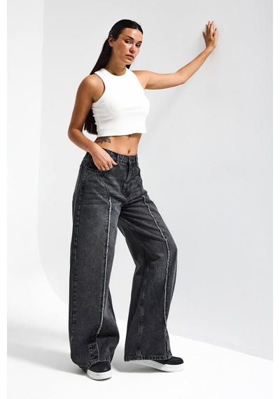 Itsbasic Kadın Füme Renk 4s6-14 Süper Baggy Paça Detaylı Tasarım Denim Jean Itsbasic Kadın Füme Renk 4s6-14 Süper Baggy Paça Detaylı Tasarım Denim Jean