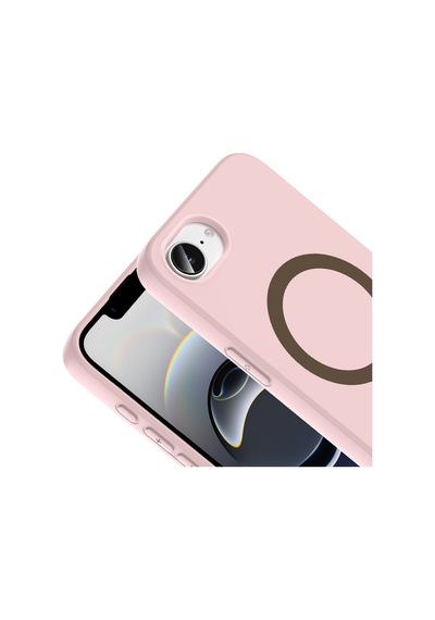 Apple Uyumlu iPhone 16e Kılıf Pastel Renkli Magsafe Kamera Yükseltili Silikon Cherena Açık Pembe