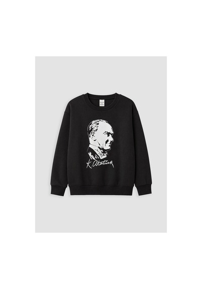Lc Waikiki Alıta Cıty Farkıyla Lcw Kids Siyah 3 İplik Şardonlu Baskılı Loose & Bol Kız Çocuk Sweatshirt Siyah - 925528447 Siyah