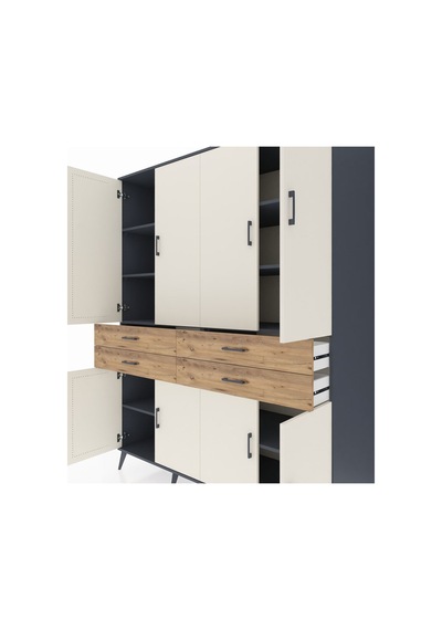 Kronos Gardrop 8 Raflı 4 Çekmeceli 8 Kapaklı 176x59x221 Antrasit-aytaşı/çam Aytaşı/çam Kronos Gardrop 8 Raflı 4 Çekmeceli 8 Kapaklı 176x59x221 Antrasit-aytaşı/çam Aytaşı/çam