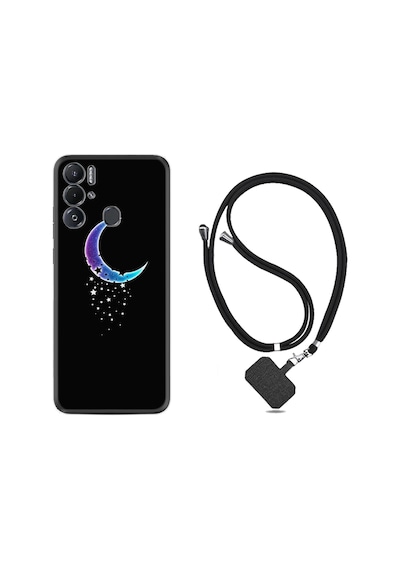 Tecno Pova Neo Kılıf İpli Boyun Askılı Desenli Silikon Moon Star 1851