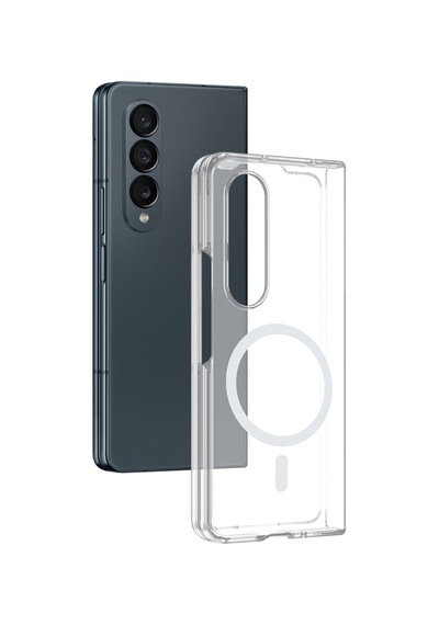 Samsung Uyumlu Galaxy Z Fold 4 Kılıf Kablosuz Şarj Ve Magsafe Destekli Slimsafe Premium Sert Pc Silikon Kapak Şeffaf