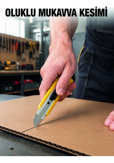 Tek Metal Gövdeli 5 Li Falçata Seti Profesyonel Maket Bıçağı Karton Koli Kesici Najmaddin