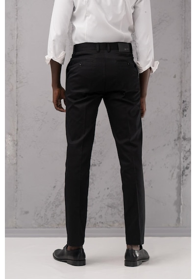 Notra Regular Fit Pamuklu Yan Cep Klasik Yazlık Gabardin Pantolon Siyah