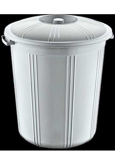 Plastik Fıçı Tip Kapaklı Yuvarlak Klasik Çöp Kovası Kutusu Konteyneri - 42-46-42 Cm. - 50 Litre Gri