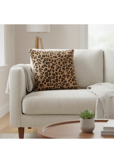 4 Lü Peluş Leopar Desenli Kırlent Kılıfı Dekoratif Ev Tekstili 45x45 Cm Leopar