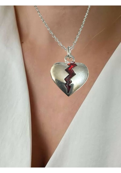 Kırmızı Kırık Kalp -broken Heart Kırmızı Kalp Kolye Aşkın Acı Yüzüne Zarif Bir Dokunuş Çok renkli