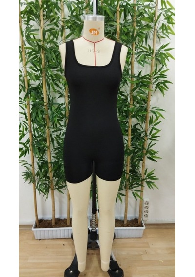 Buğrahayalin Kadın Kare Yaka Sırt Dekolte Detay Dalgıç Bodycon Mini Tulum Siyah
