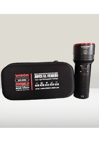 Ws-6200 40w 4000 Lümen Profesyonel Avcı El Feneri Siyah